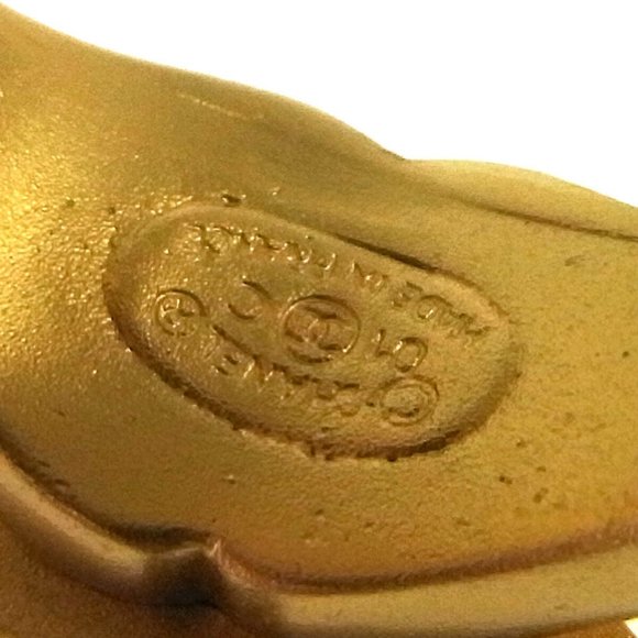 Auth CHANEL CC Logos Rhinestone Bangle Chain Ring #6 Gold-Tone 01C Vintage - Picture 3 of 8